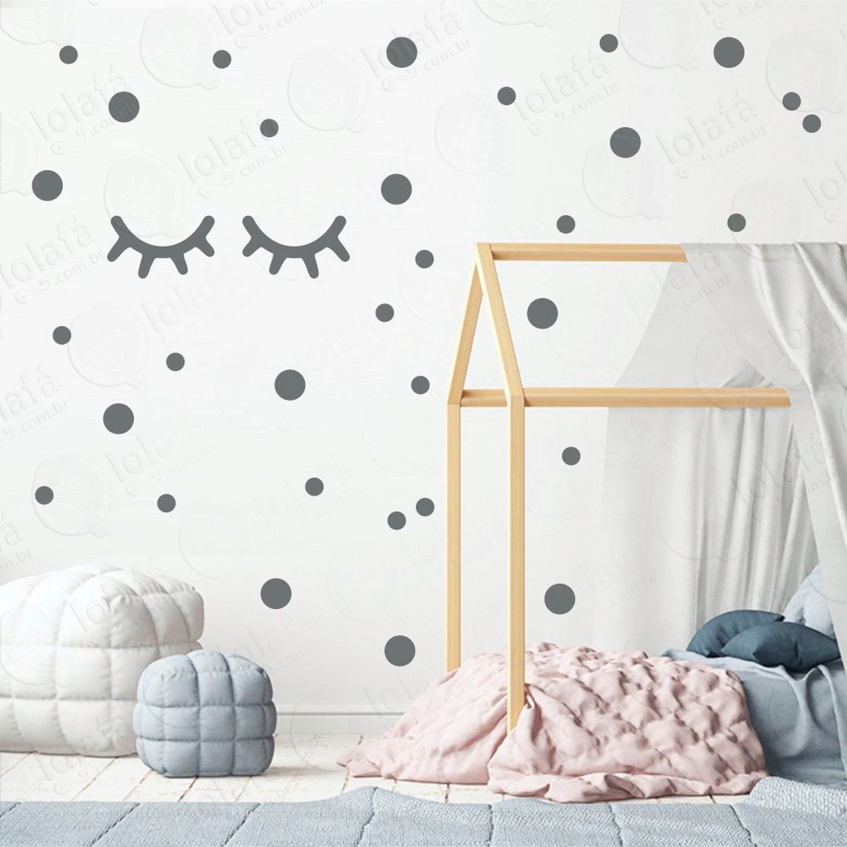 cílios e bolinhas adesivos para quarto de bebê mod:33