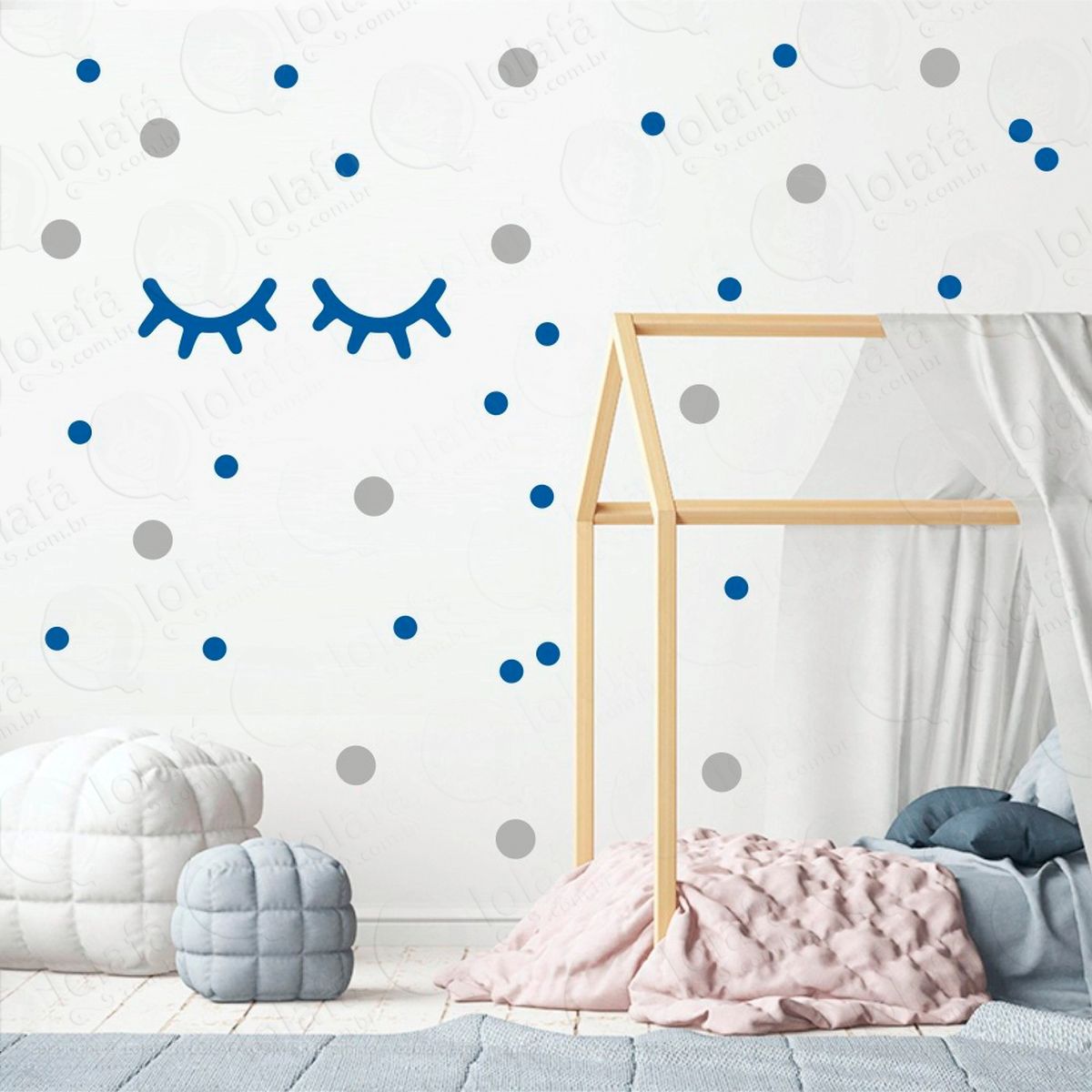 cílios e bolinhas adesivos para quarto de bebê mod:34