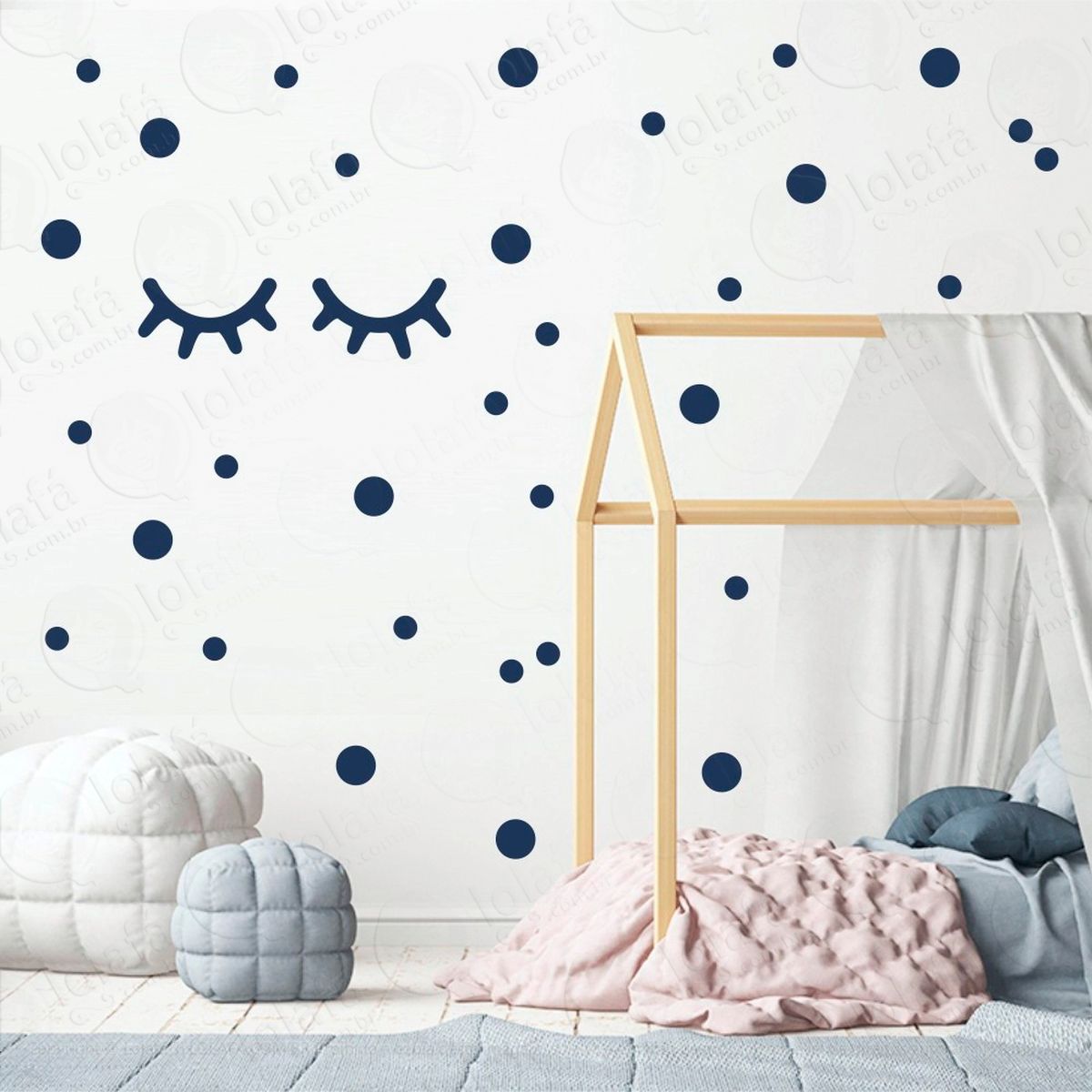 cílios e bolinhas adesivos para quarto de bebê mod:35