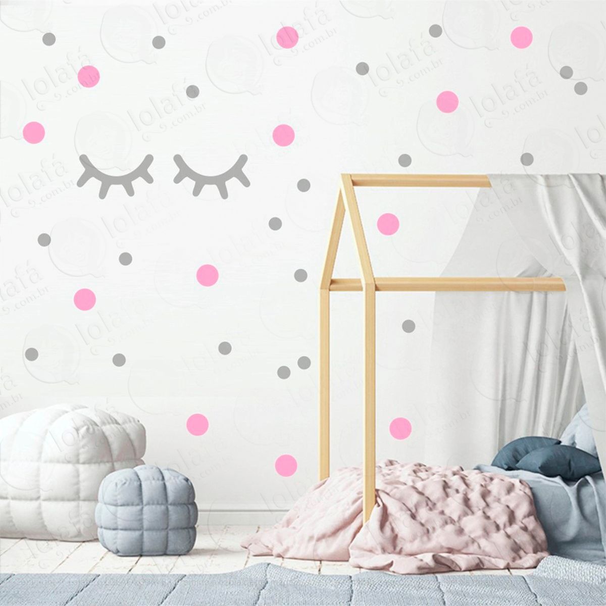 cílios e bolinhas adesivos para quarto de bebê mod:36