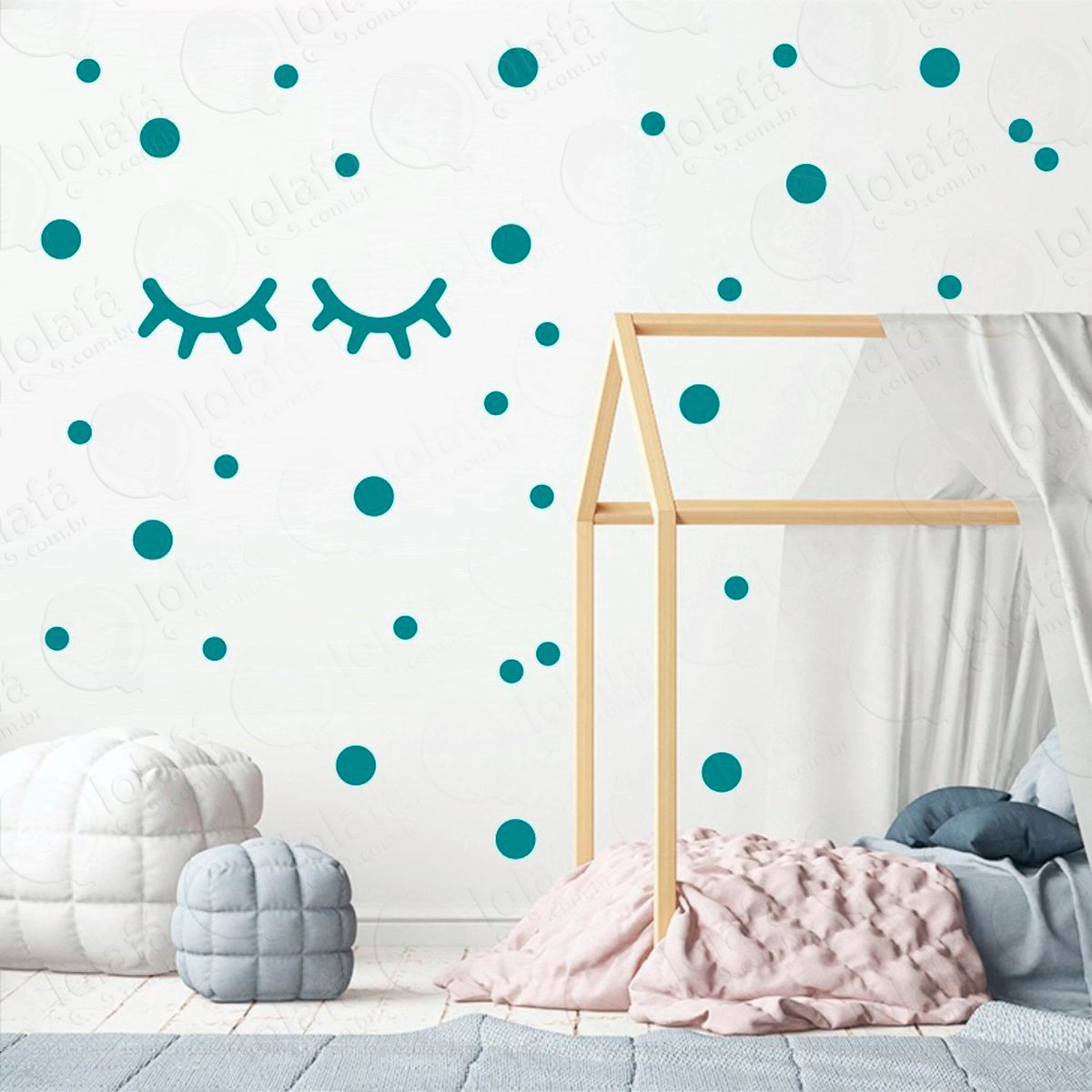 cílios e bolinhas adesivos para quarto de bebê mod:38