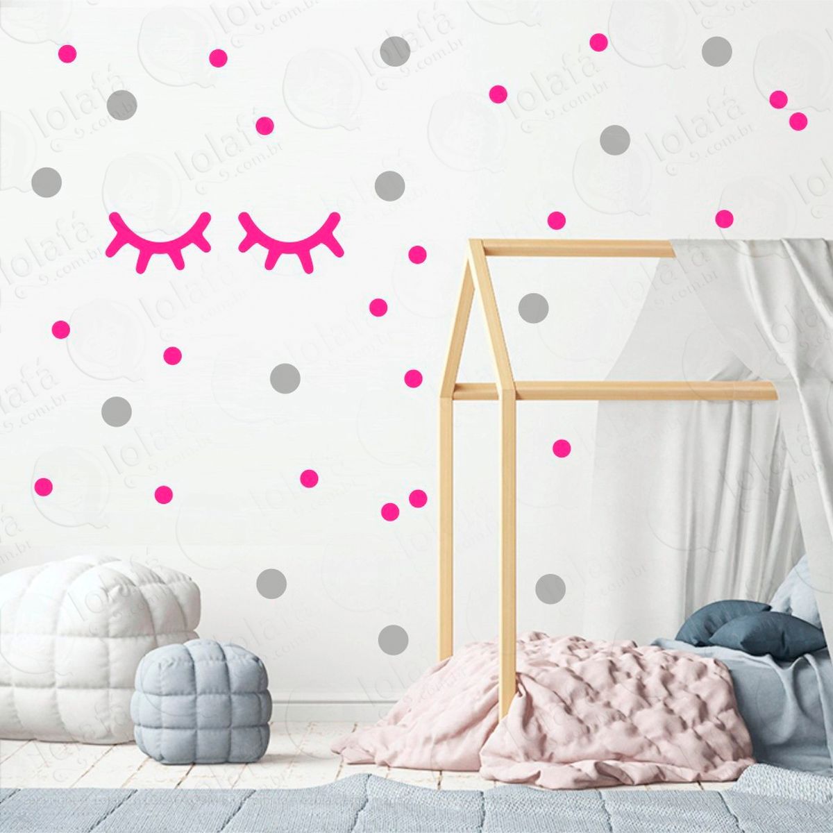 cílios e bolinhas adesivos para quarto de bebê mod:40