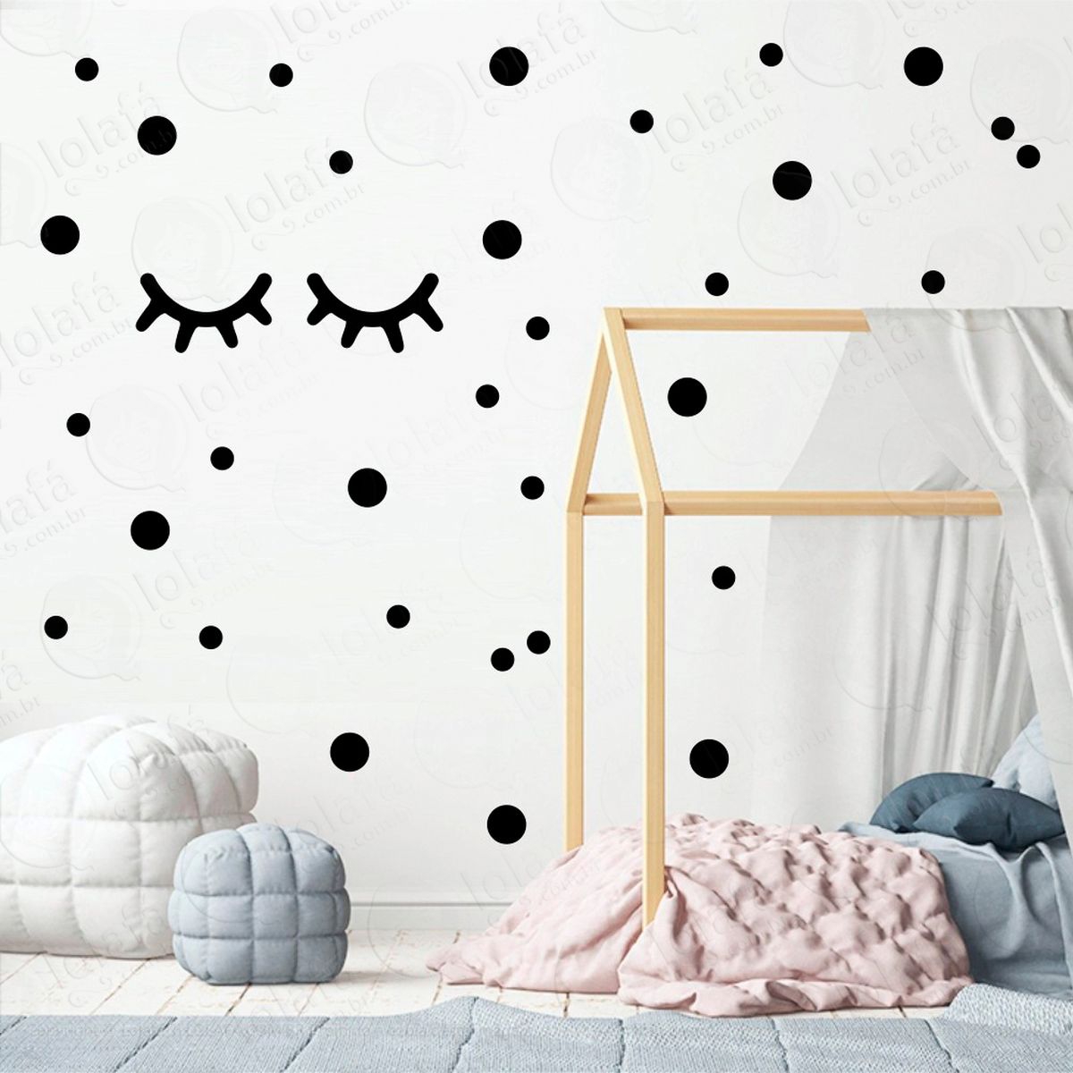 cílios e bolinhas adesivos para quarto de bebê mod:41