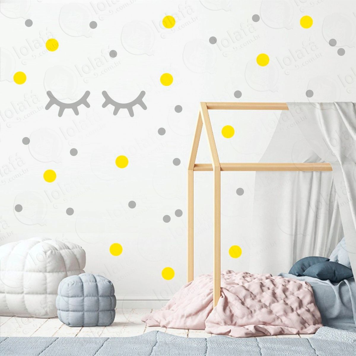 cílios e bolinhas adesivos para quarto de bebê mod:43