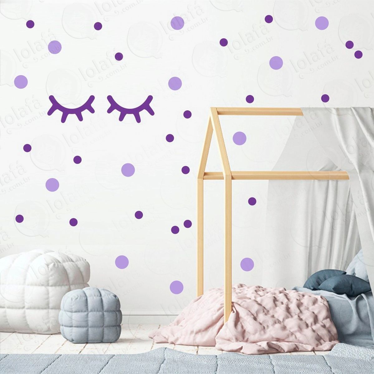 cílios e bolinhas adesivos para quarto de bebê mod:45