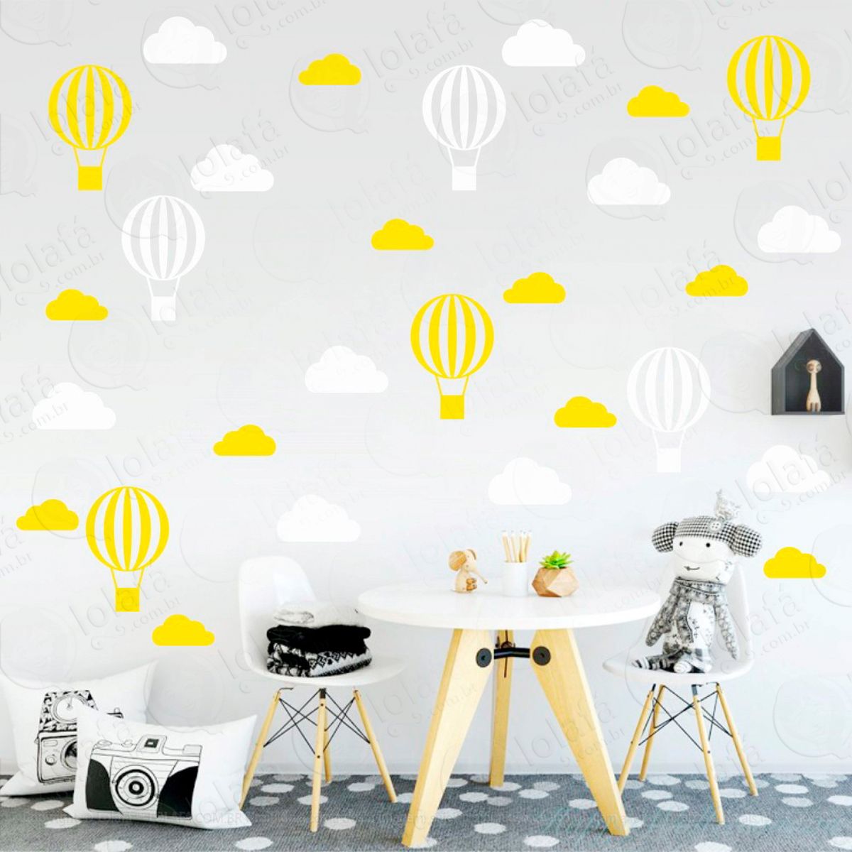 nuvens e balões adesivos para quarto de bebê mod:49
