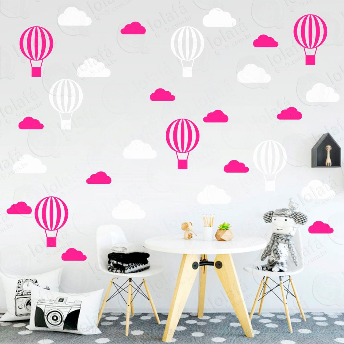 nuvens e balões adesivos para quarto de bebê mod:52