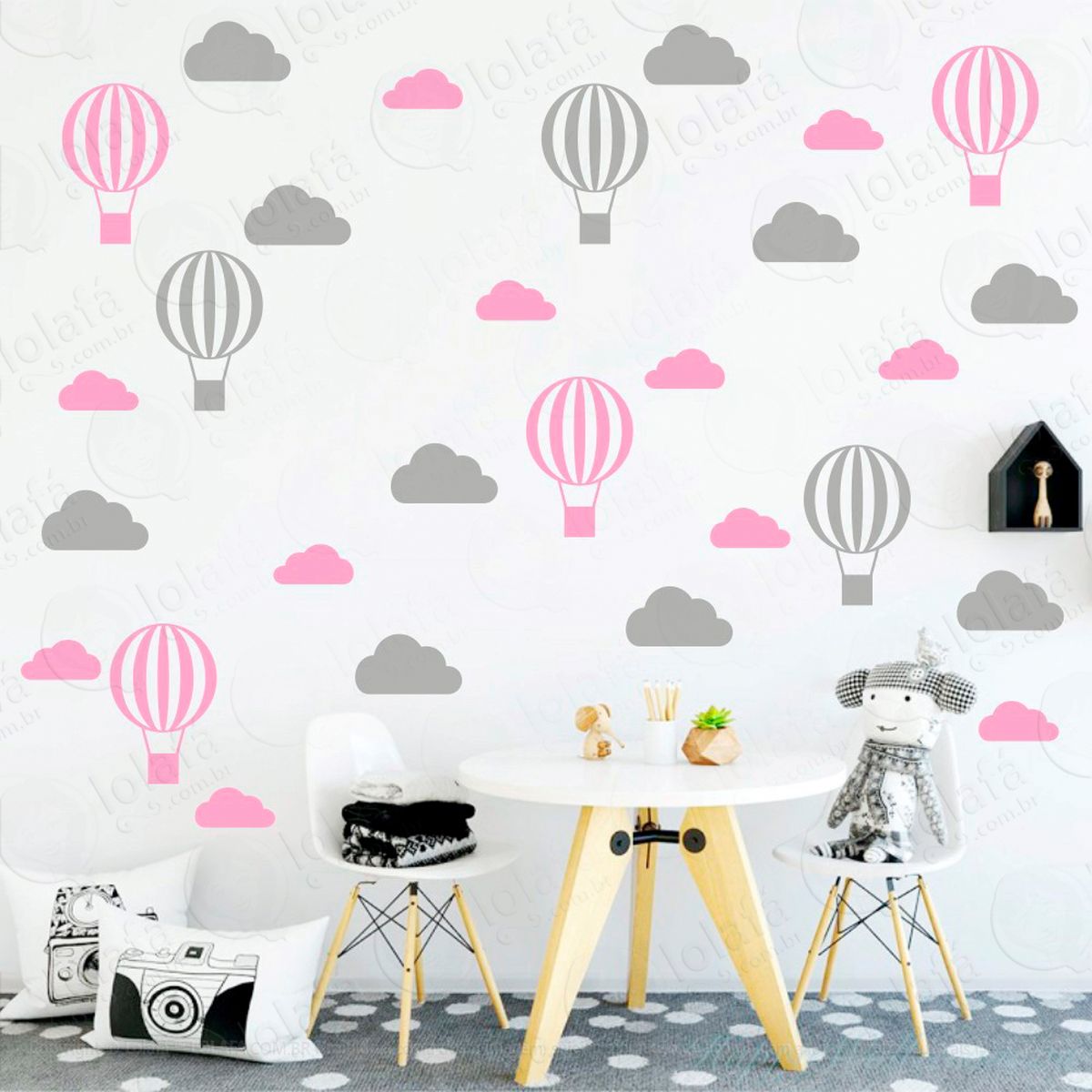 nuvens e balões adesivos para quarto de bebê mod:53