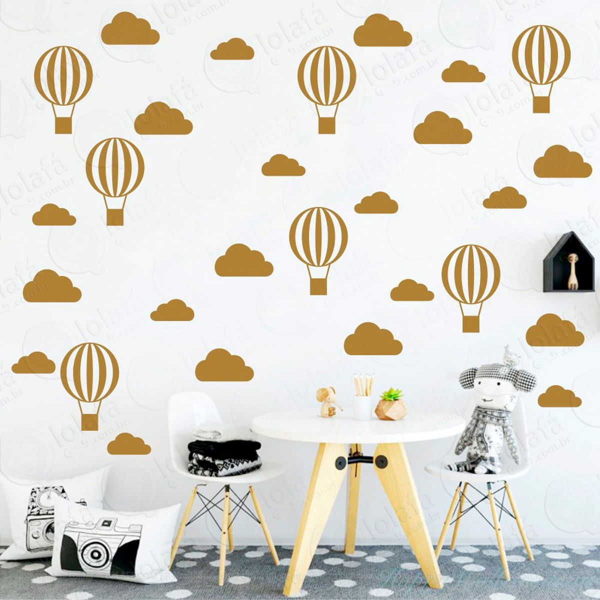nuvens e balões adesivos para quarto de bebê mod:54