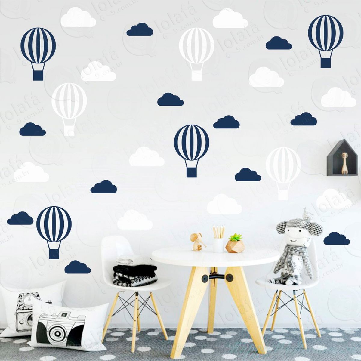 nuvens e balões adesivos para quarto de bebê mod:59
