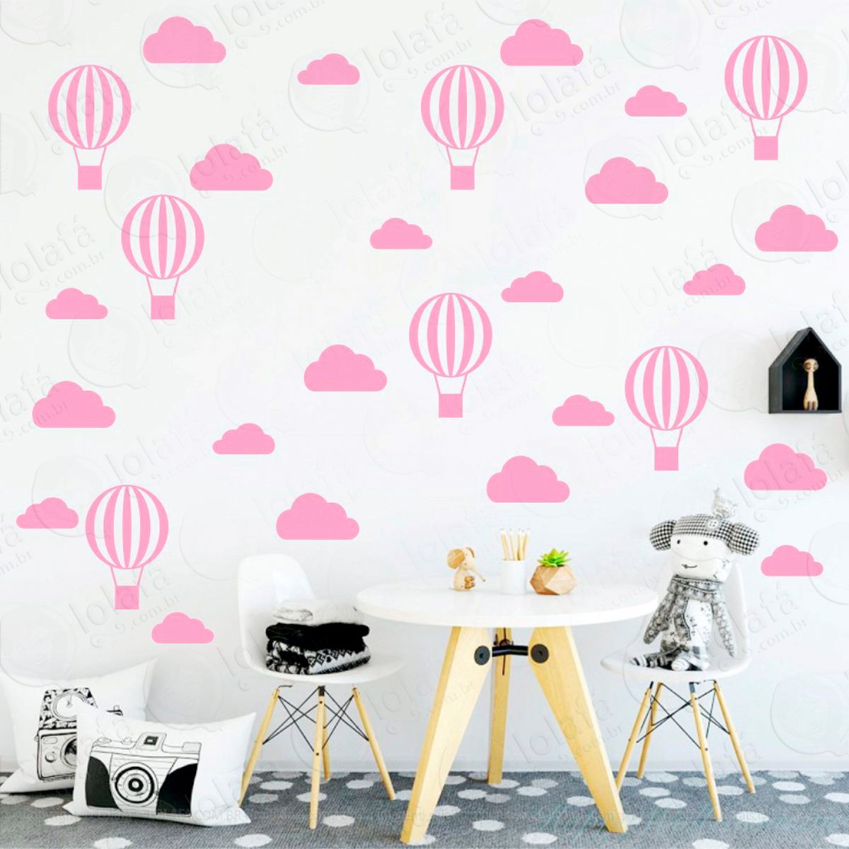 nuvens e balões adesivos para quarto de bebê mod:65