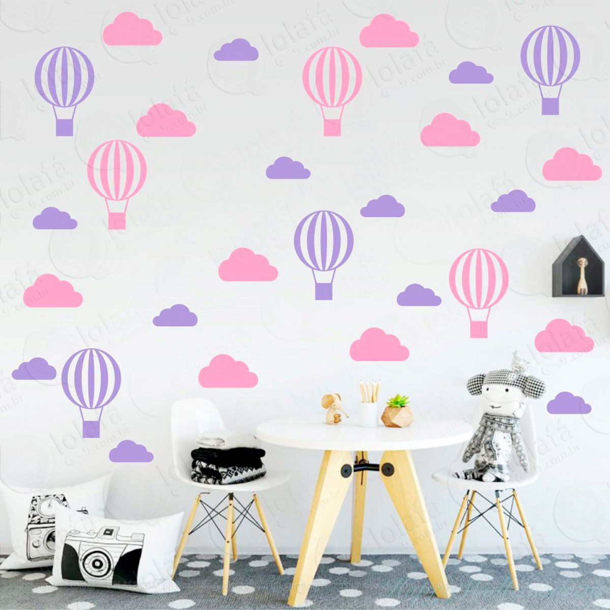 nuvens e balões adesivos para quarto de bebê mod:66