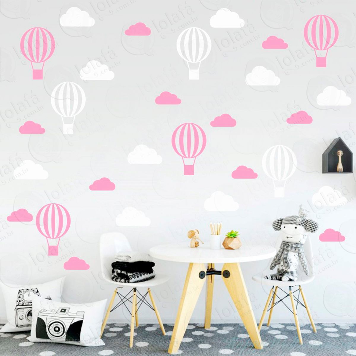 nuvens e balões adesivos para quarto de bebê mod:67