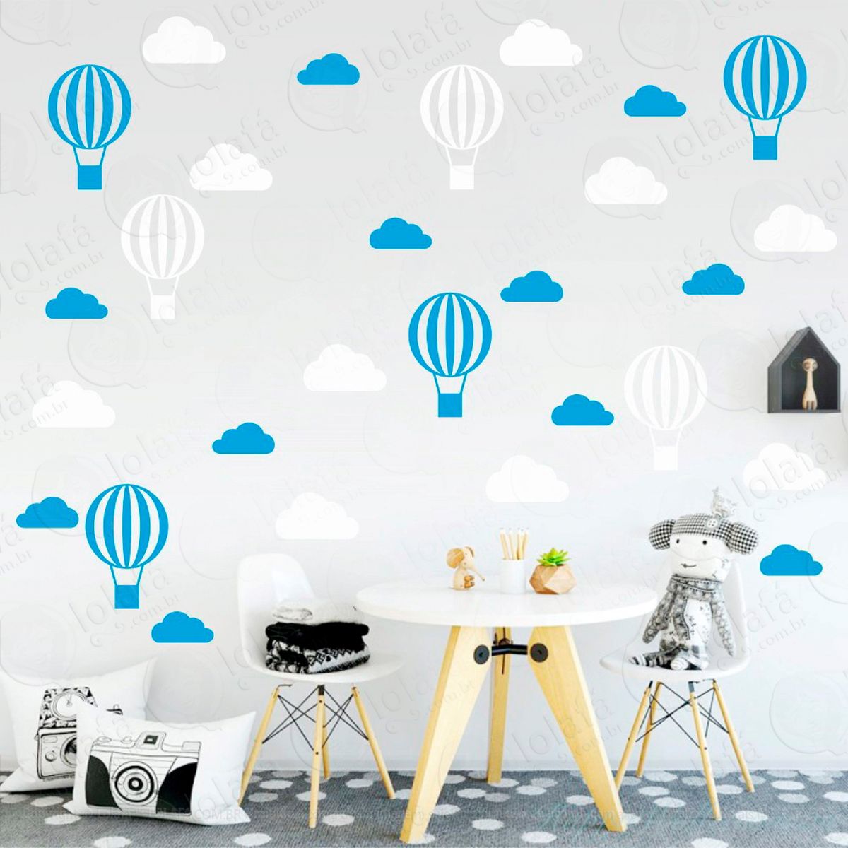 nuvens e balões adesivos para quarto de bebê mod:70
