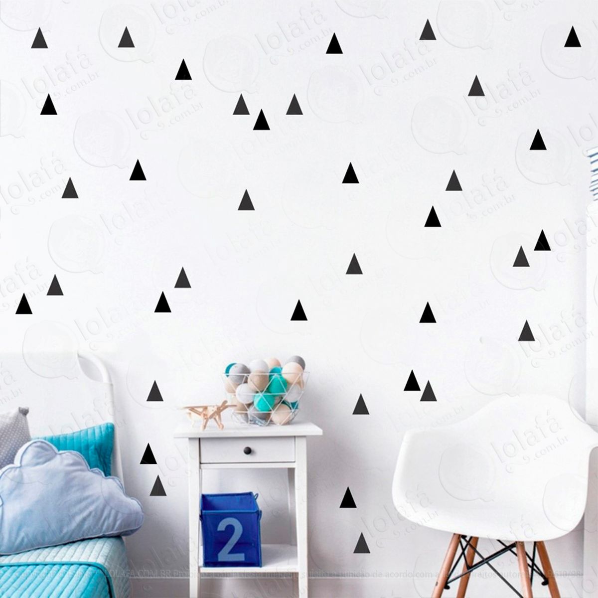 triângulos adesivos para quarto de bebê mod:105