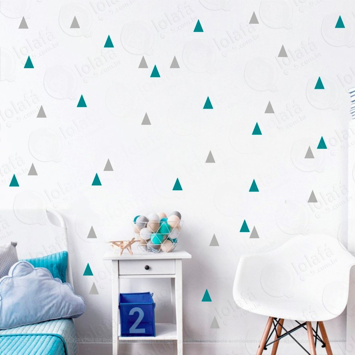 triângulos adesivos para quarto de bebê mod:108