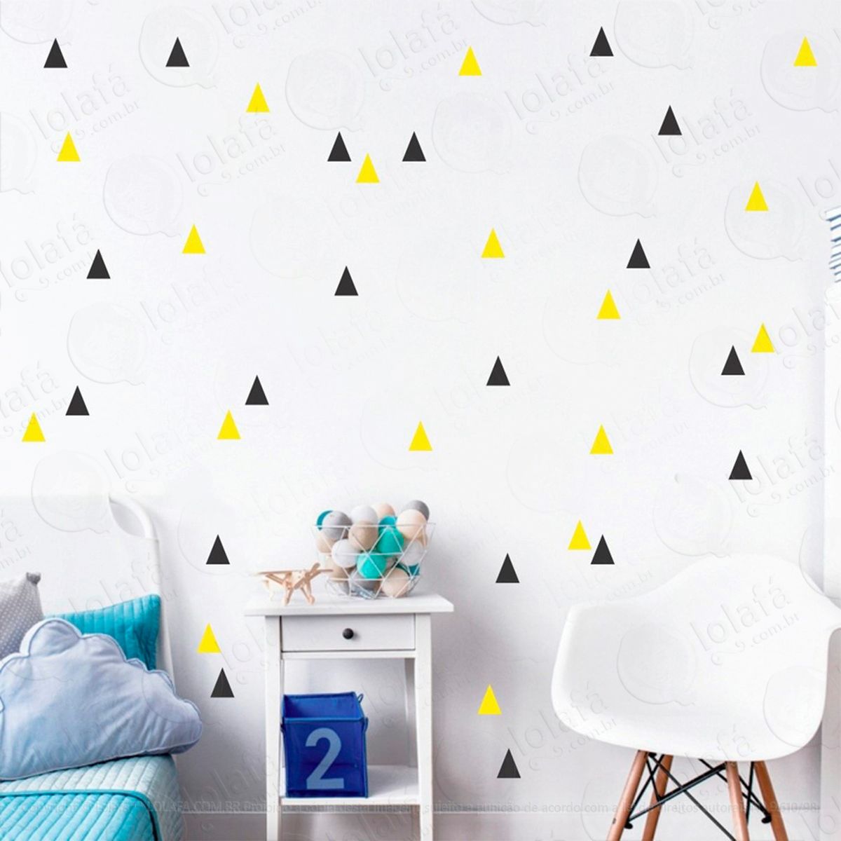 triângulos adesivos para quarto de bebê mod:109