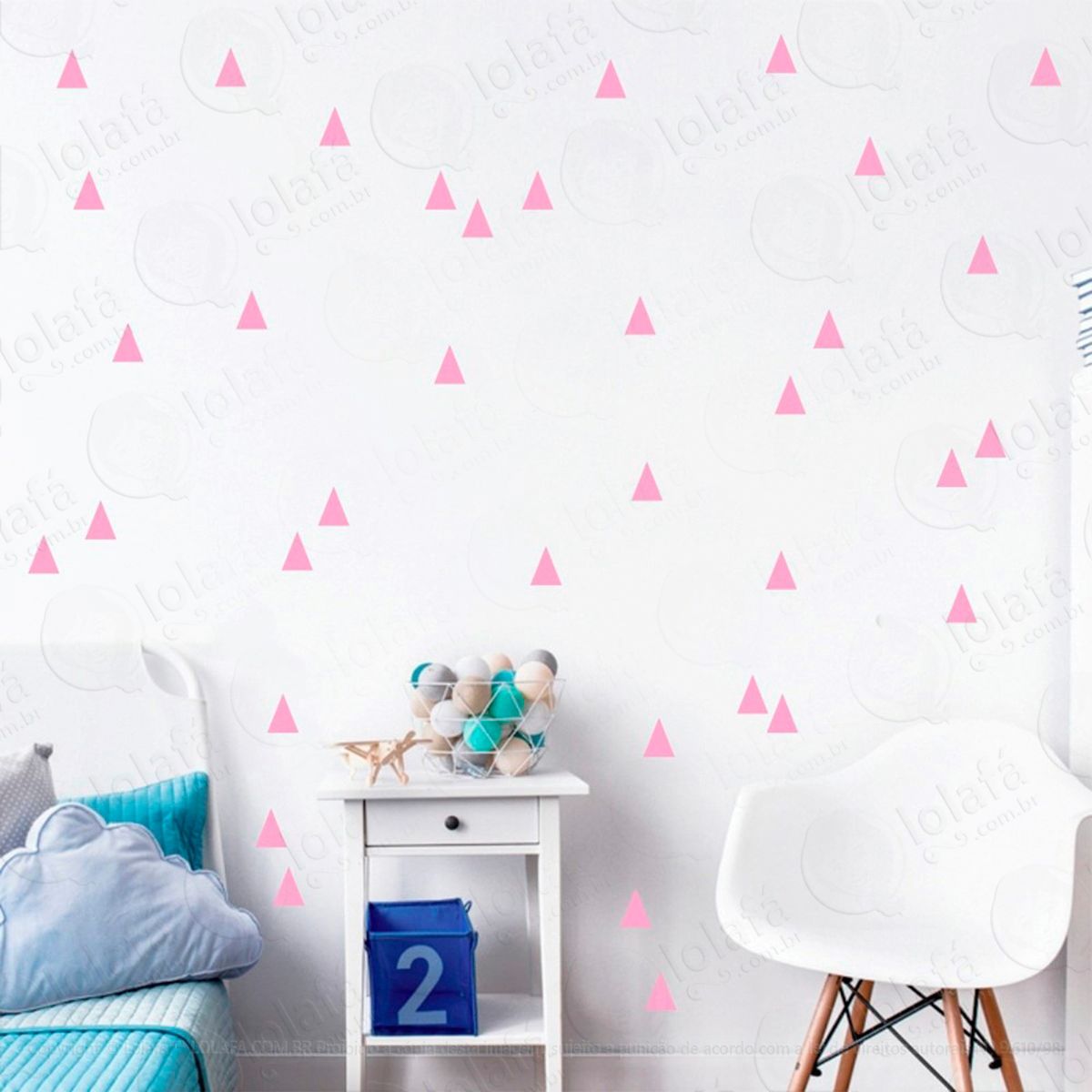Adesivos Triângulos 160 Peças Adesivos para Quarto de Bebê Infantil - Mod:110