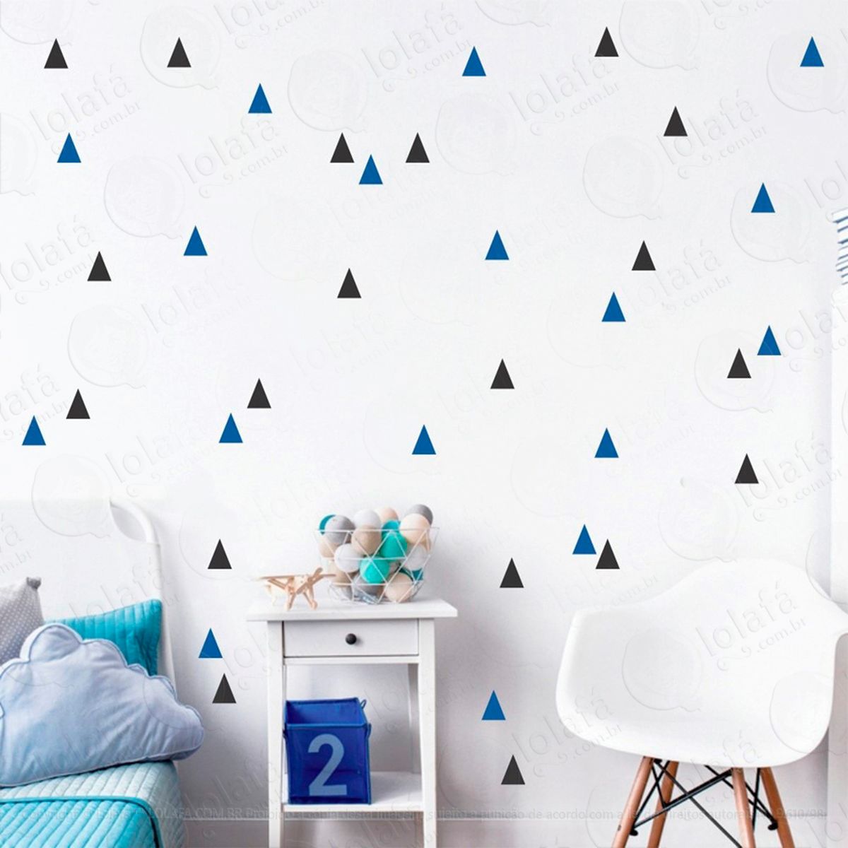 triângulos adesivos para quarto de bebê mod:114