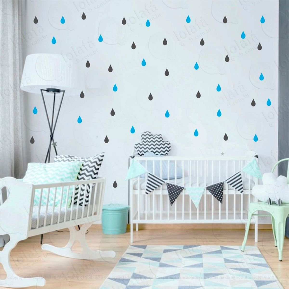 Adesivos Gotas 192 Peças Adesivos para Quarto de Bebê Infantil - Mod:152