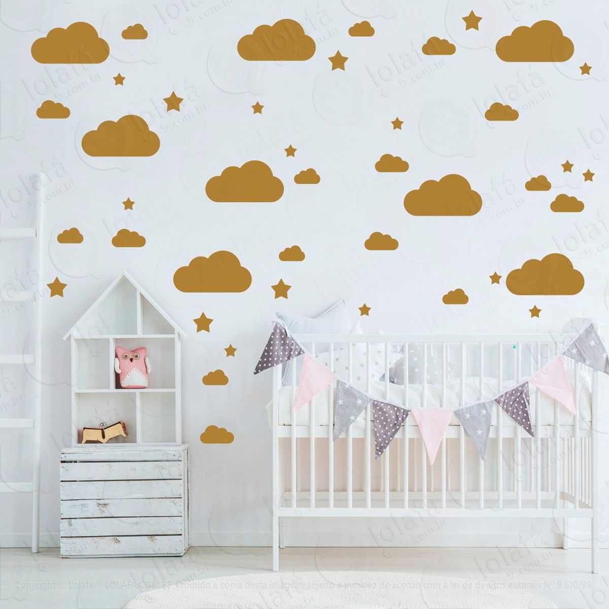nuvens e estrelas adesivos para quarto de bebê mod:166