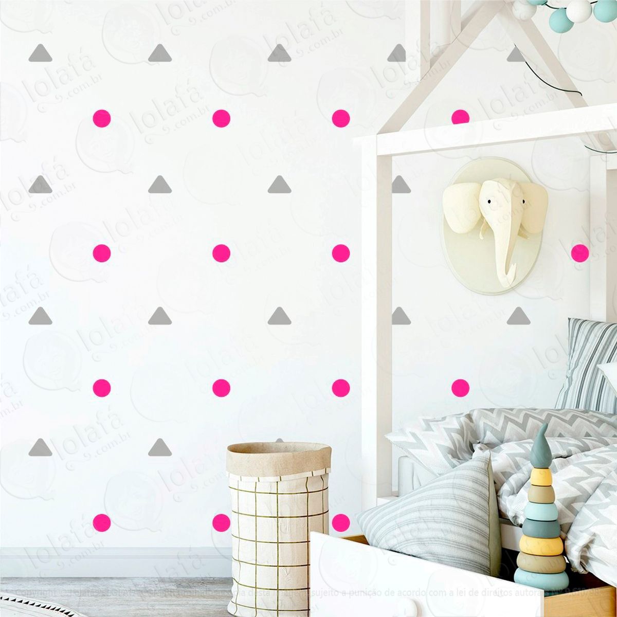 triângulos e bolinhas adesivos para quarto de bebê mod:200