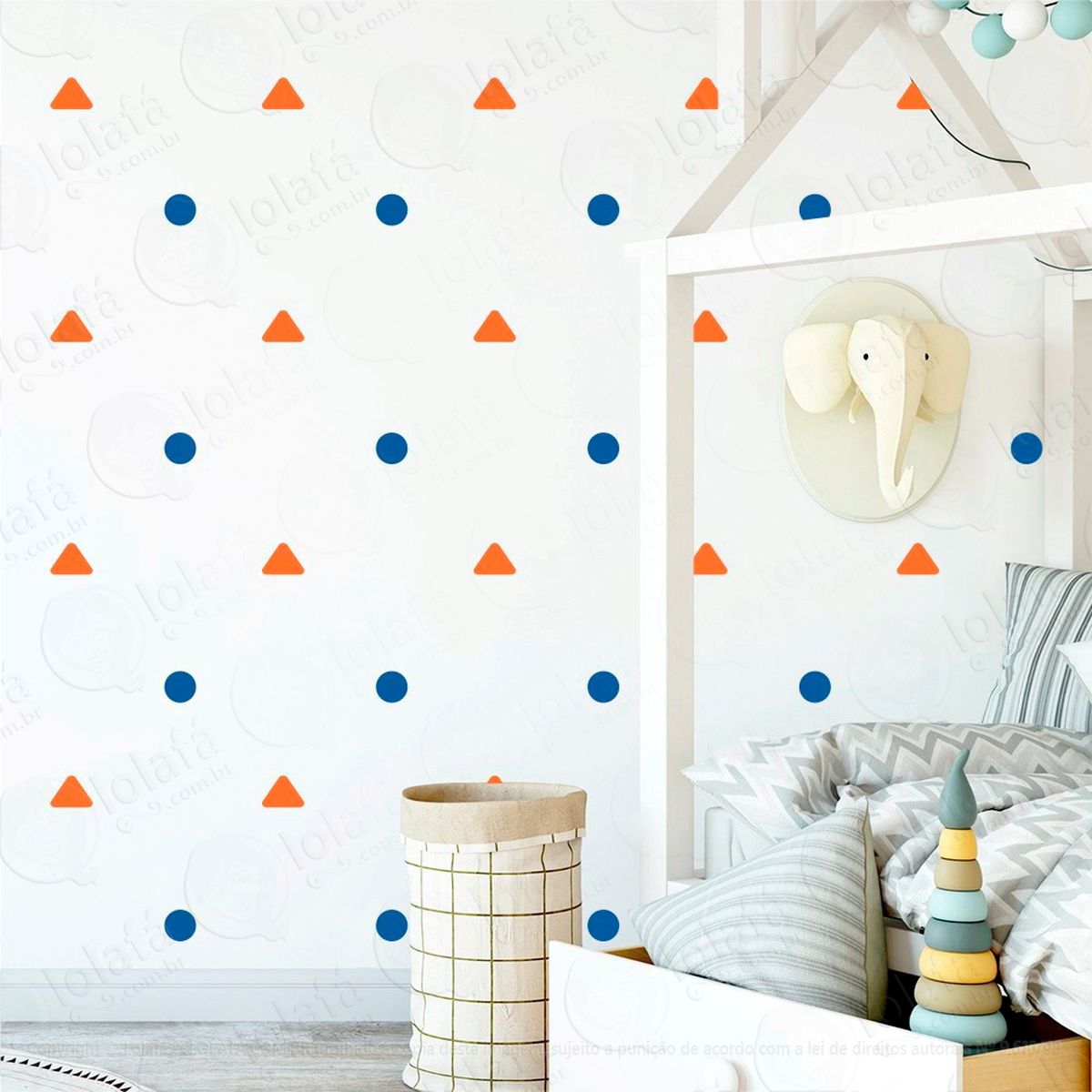 triângulos e bolinhas adesivos para quarto de bebê mod:203