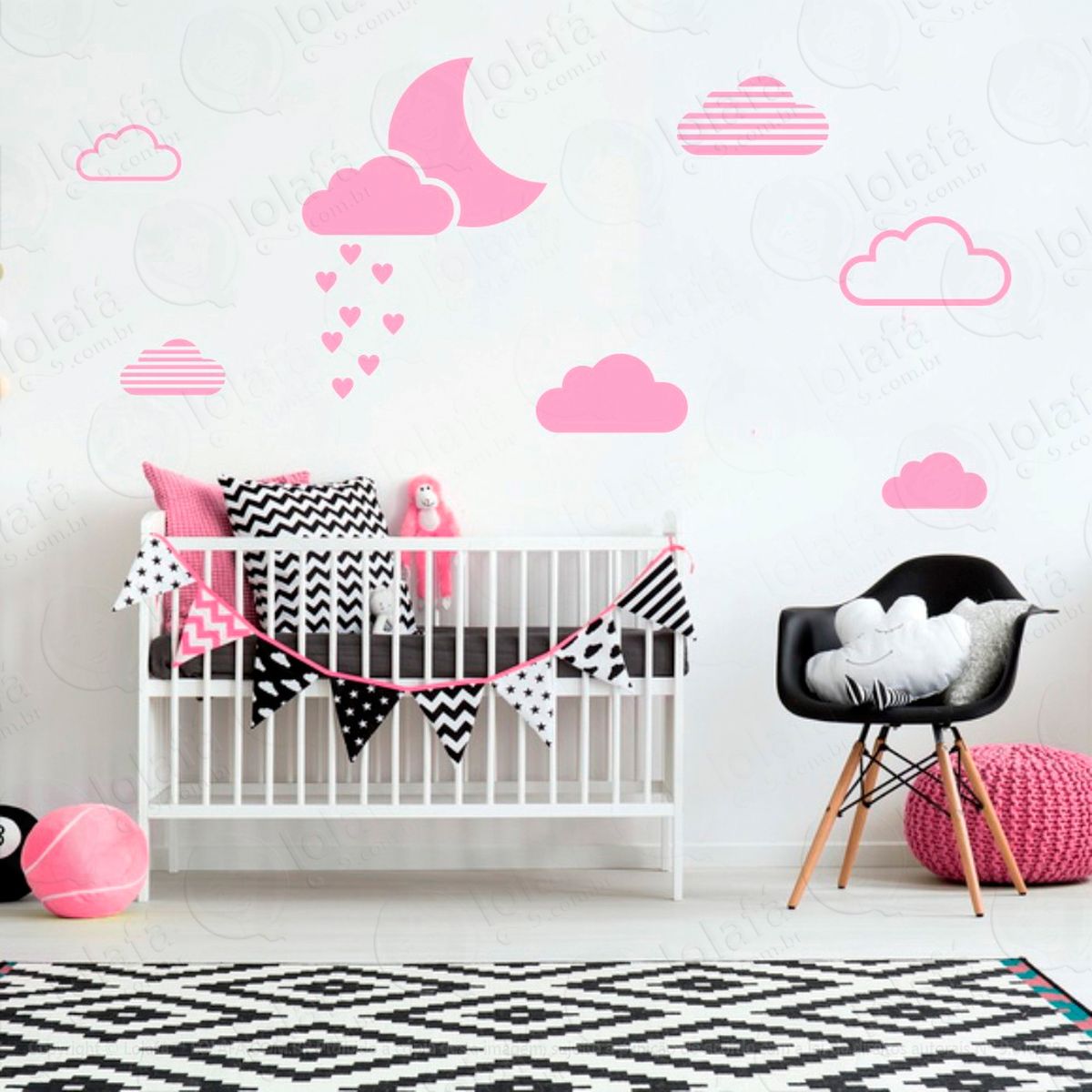 lua e nuvens adesivos para quarto de bebê mod:231
