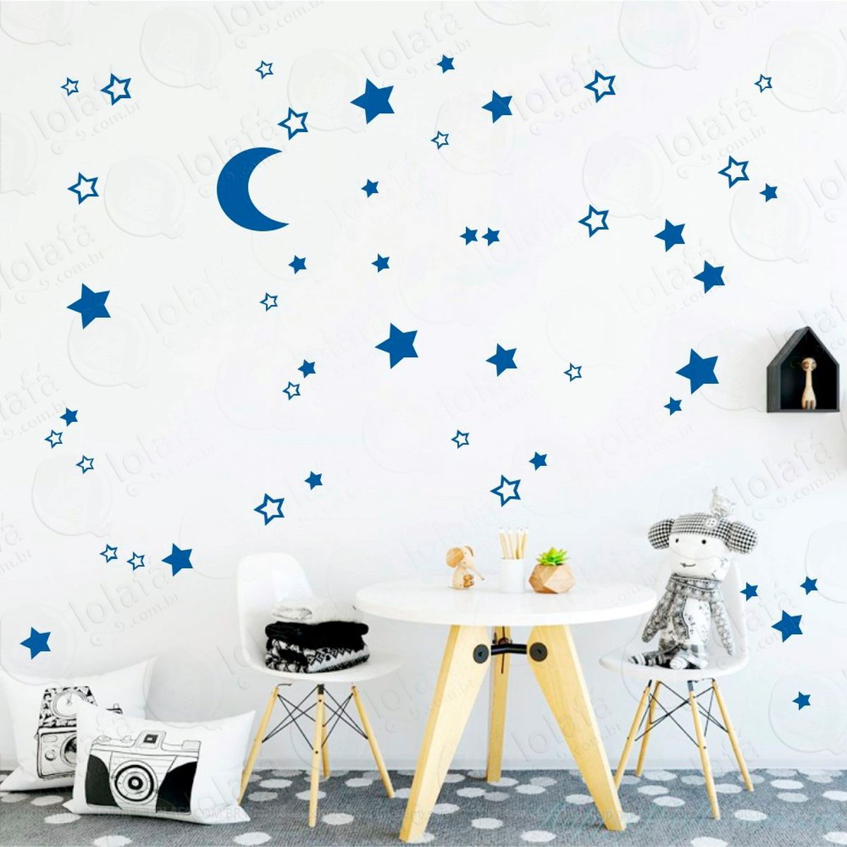 lua e estrelas adesivos para quarto de bebê mod:283