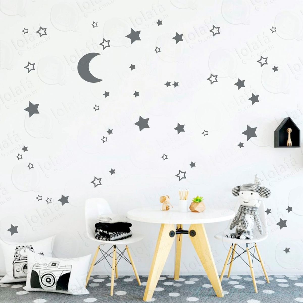 lua e estrelas adesivos para quarto de bebê mod:285