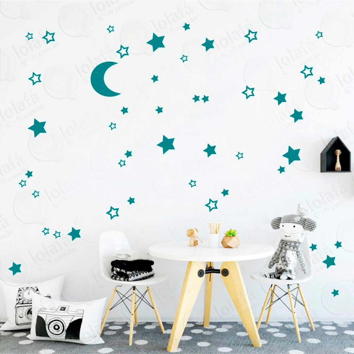 lua e estrelas adesivos para quarto de bebê mod:286