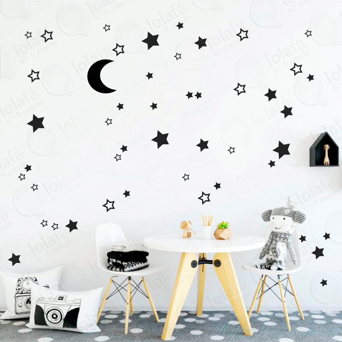 lua e estrelas adesivos para quarto de bebê mod:287