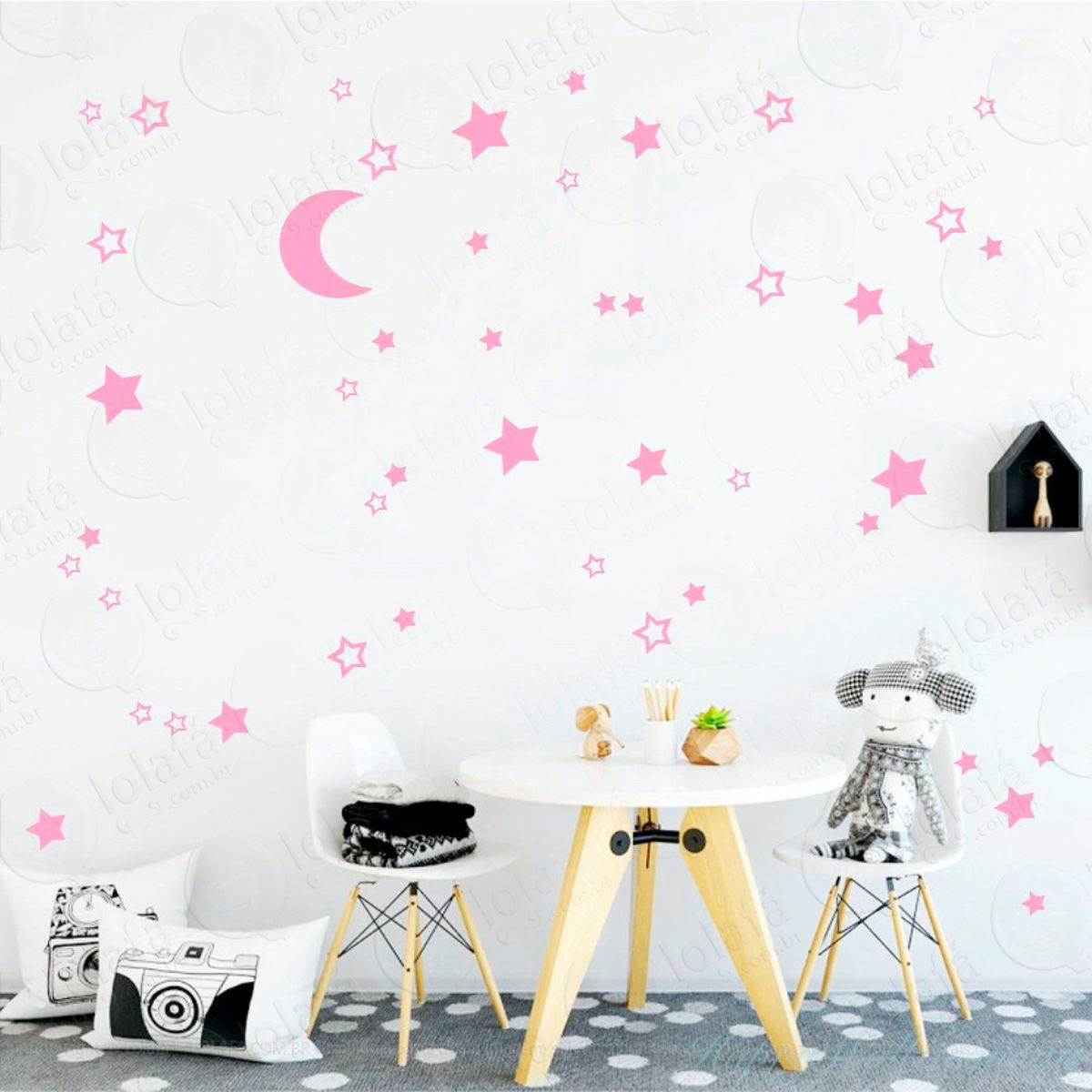 lua e estrelas adesivos para quarto de bebê mod:288