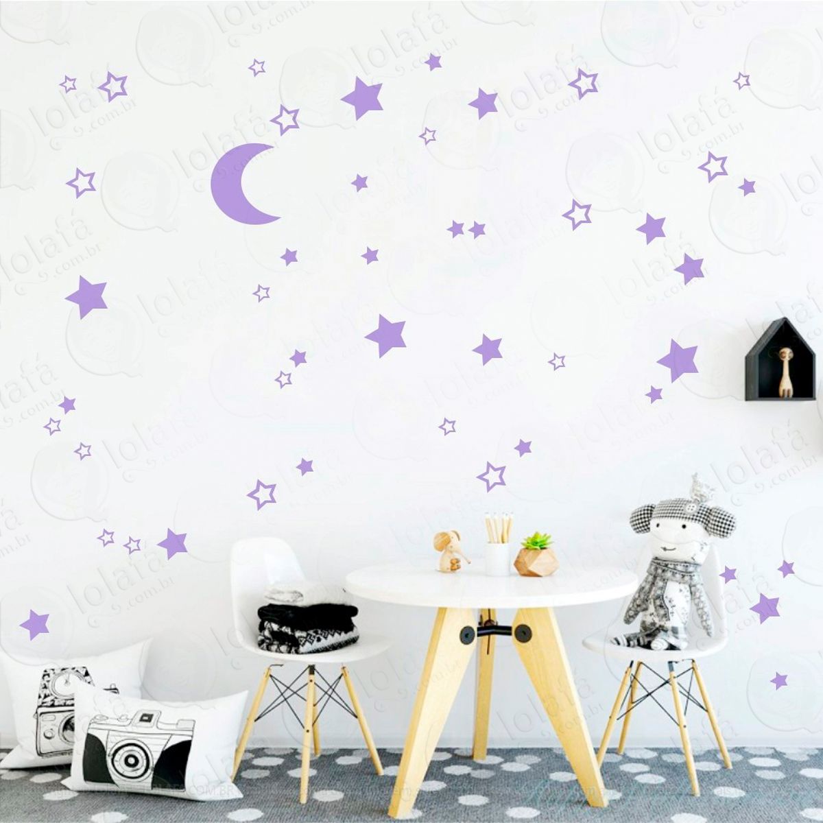 lua e estrelas adesivos para quarto de bebê mod:289
