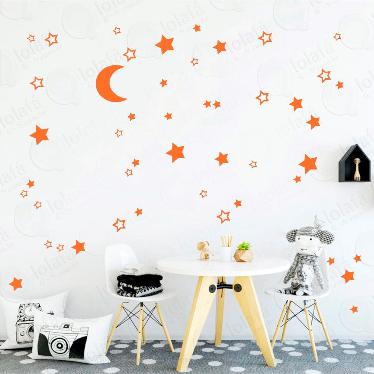 lua e estrelas adesivos para quarto de bebê mod:290
