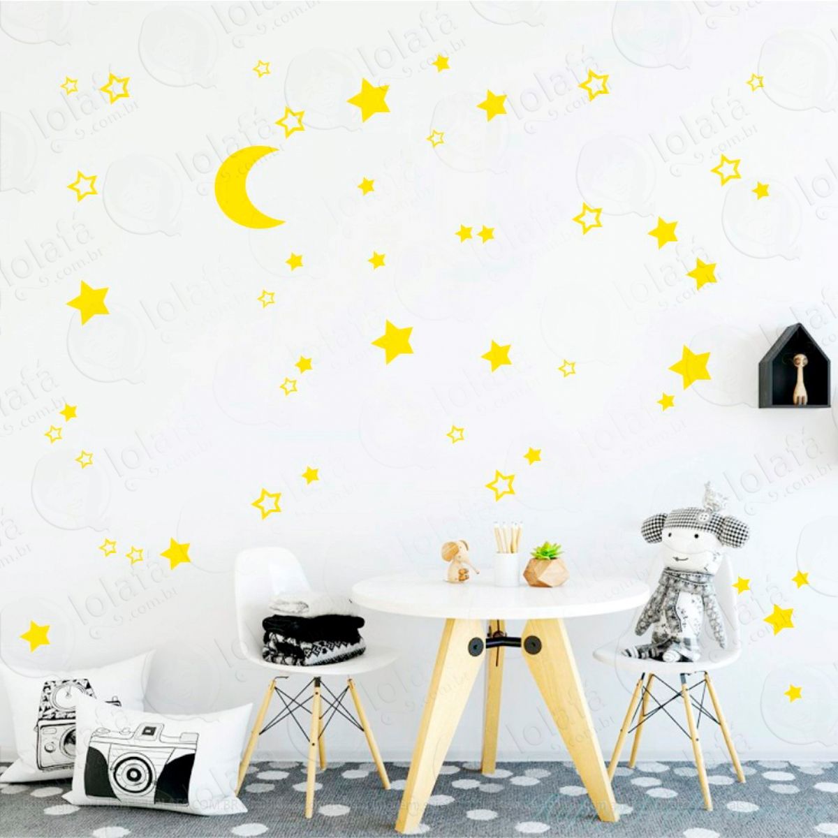lua e estrelas adesivos para quarto de bebê mod:291