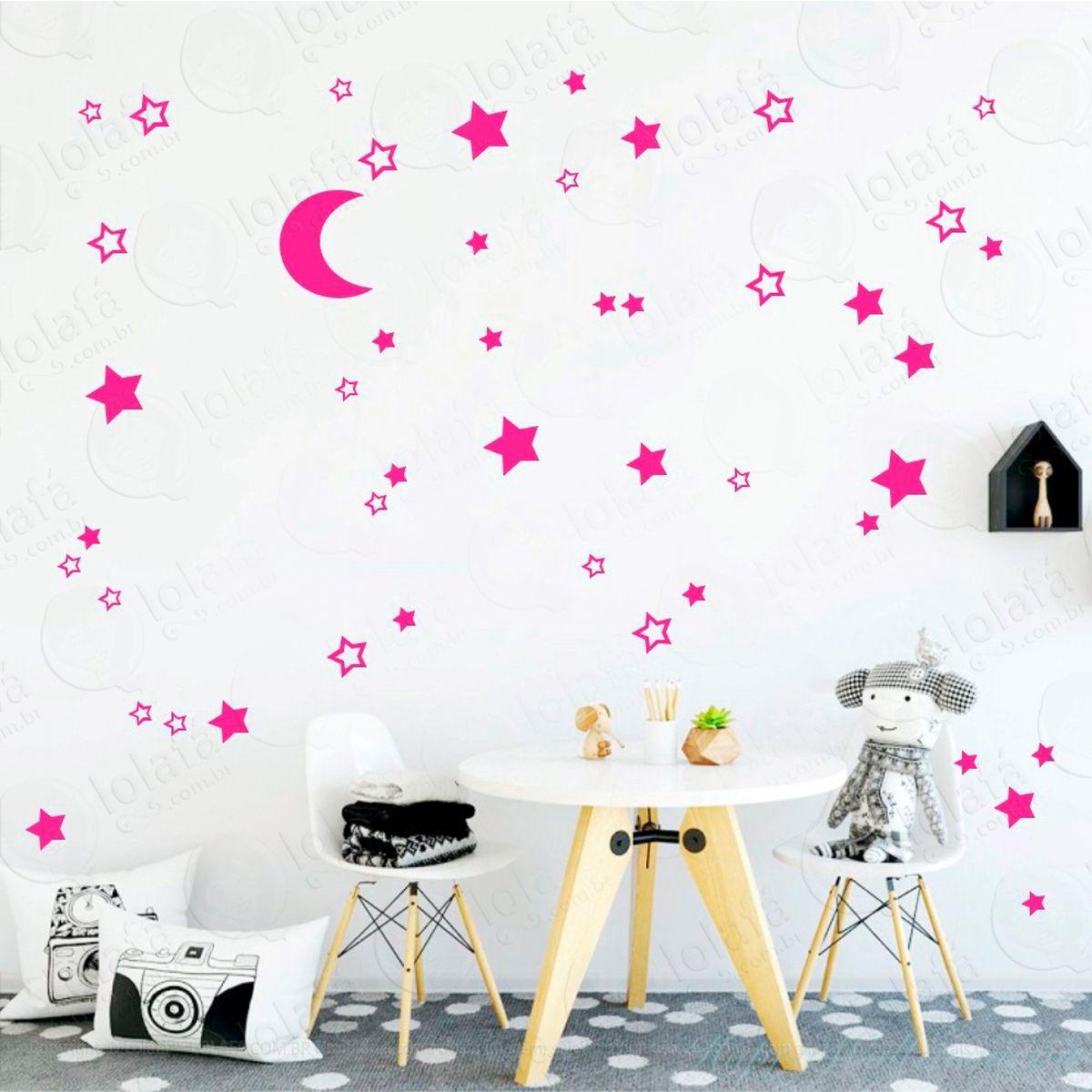 lua e estrelas adesivos para quarto de bebê mod:292