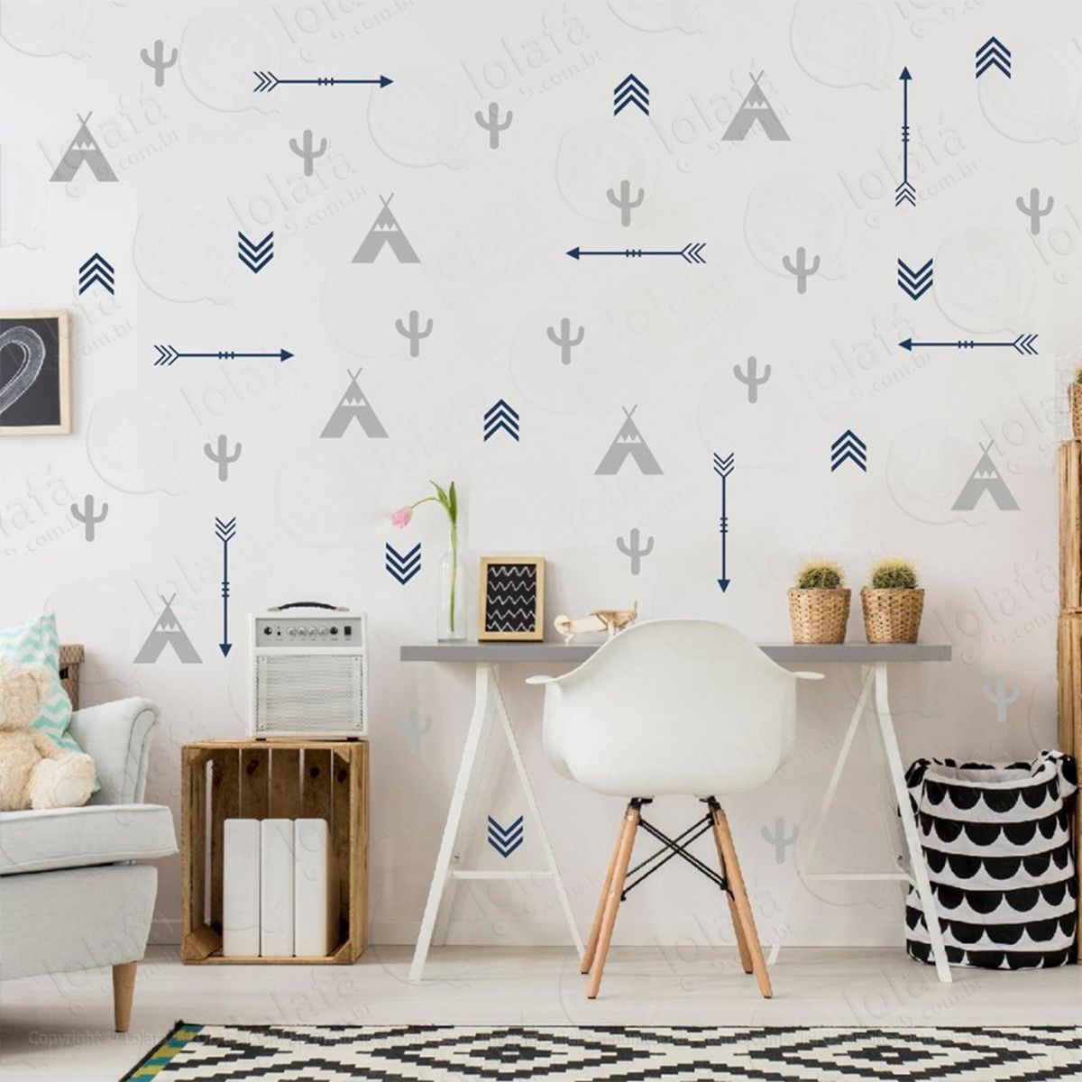 Índios adesivos para quarto de bebê mod:346