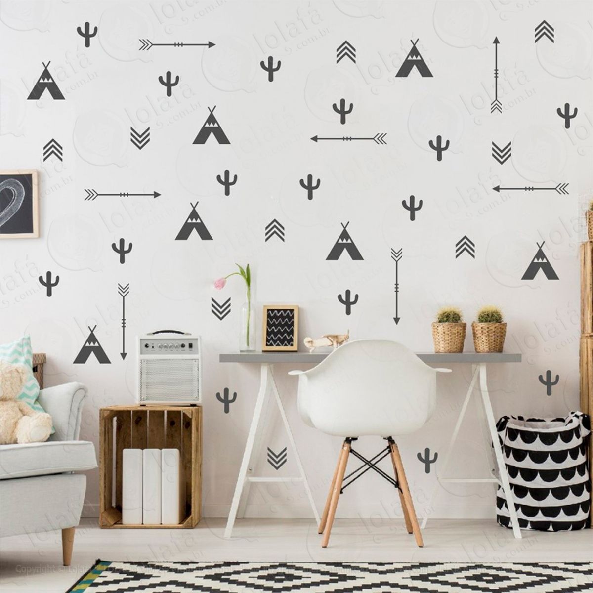 Índios adesivos para quarto de bebê mod:347