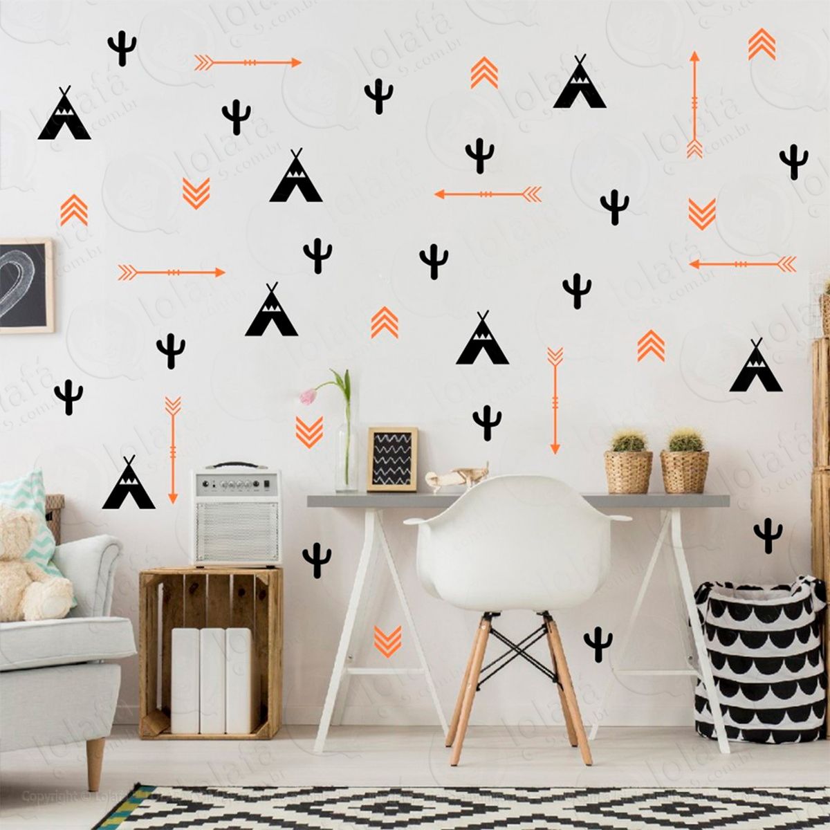 adesivos Índios 77 peças adesivos para quarto de bebê infantil mod:360
