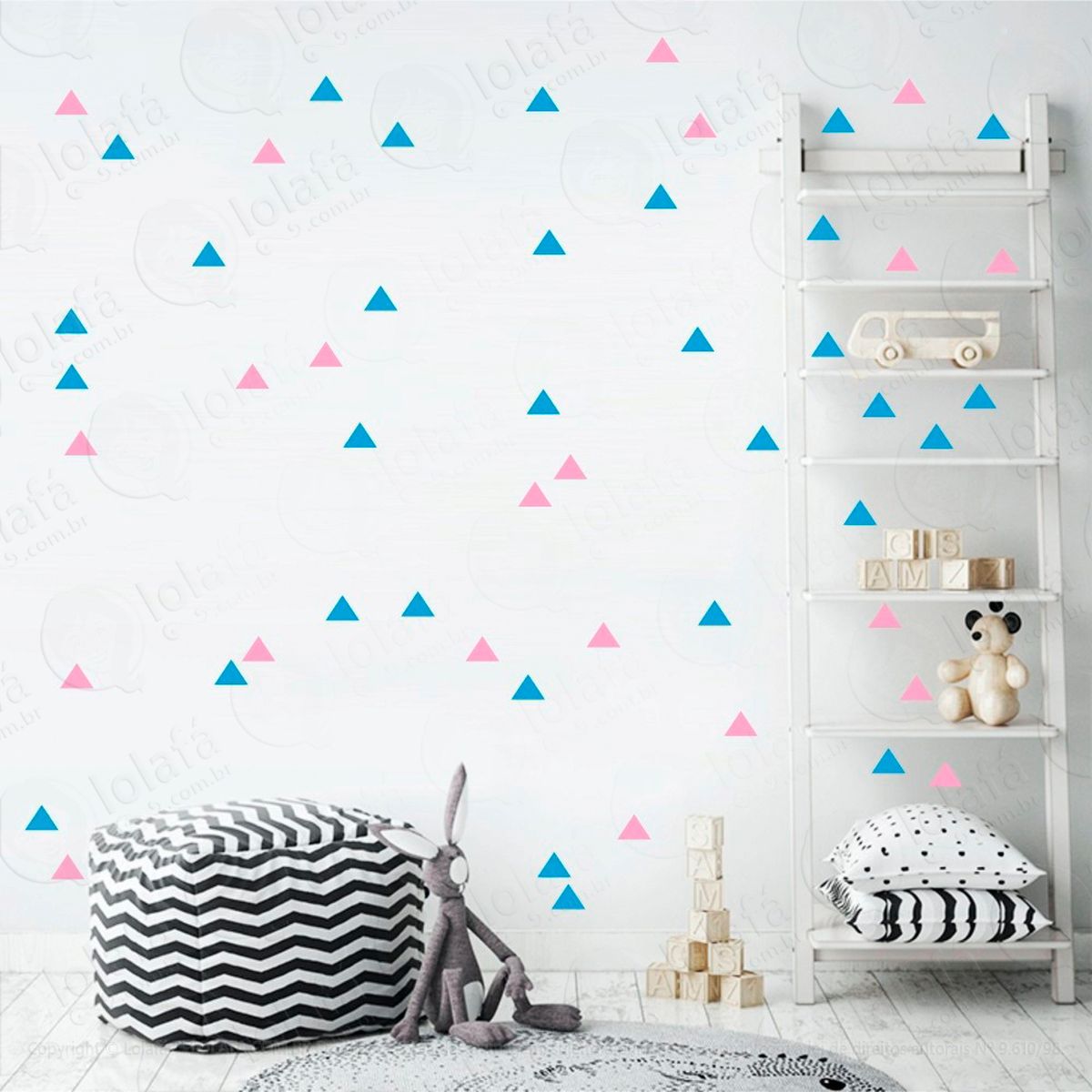 triângulos adesivos para quarto de bebê mod:425