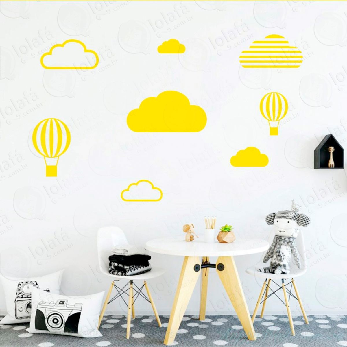 nuvens e balões adesivos para quarto de bebê mod:463