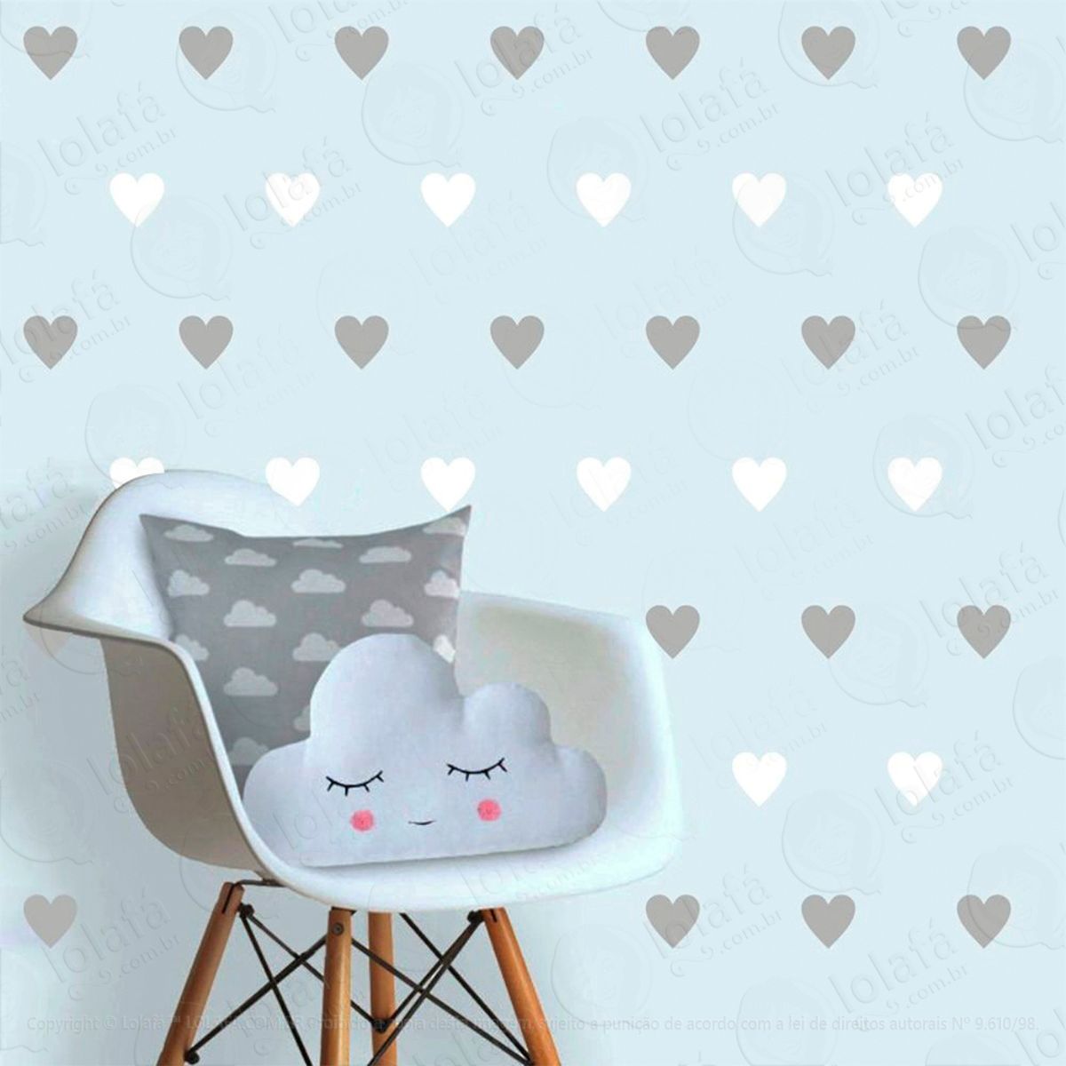 corações adesivos para quarto de bebê mod:502