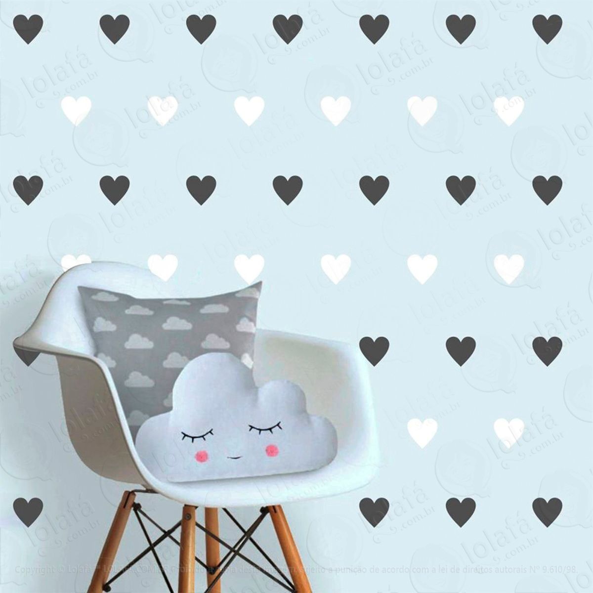corações adesivos para quarto de bebê mod:503