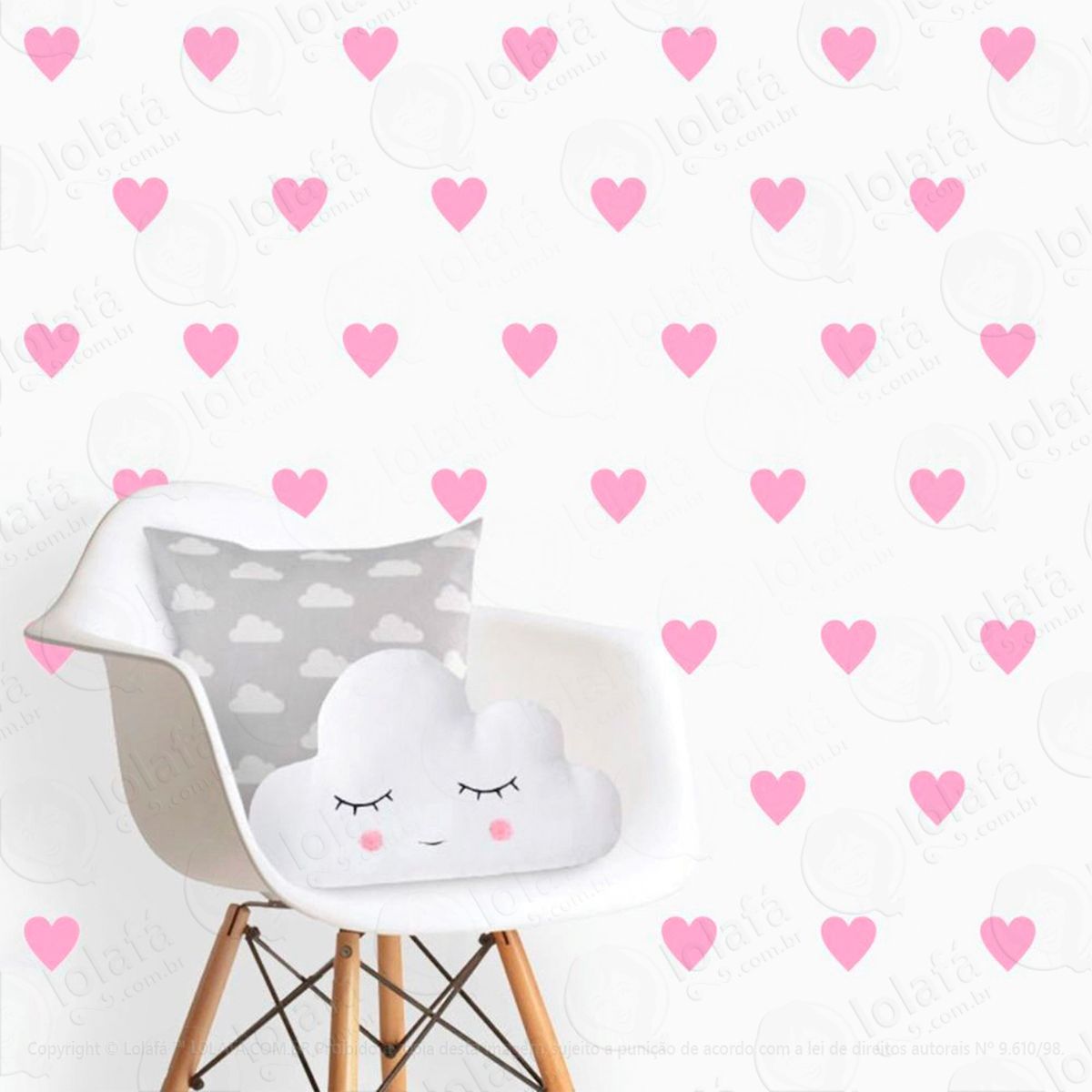 corações adesivos para quarto de bebê mod:505