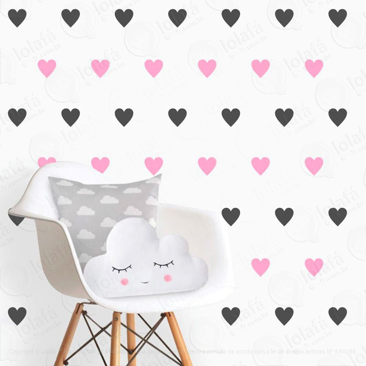 corações adesivos para quarto de bebê mod:506