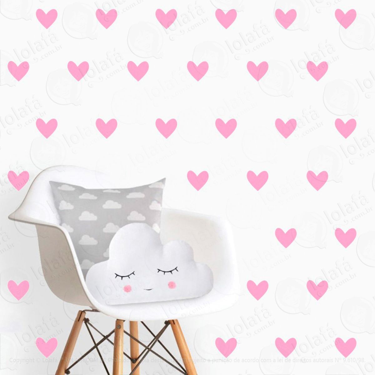 corações adesivos para quarto de bebê mod:508