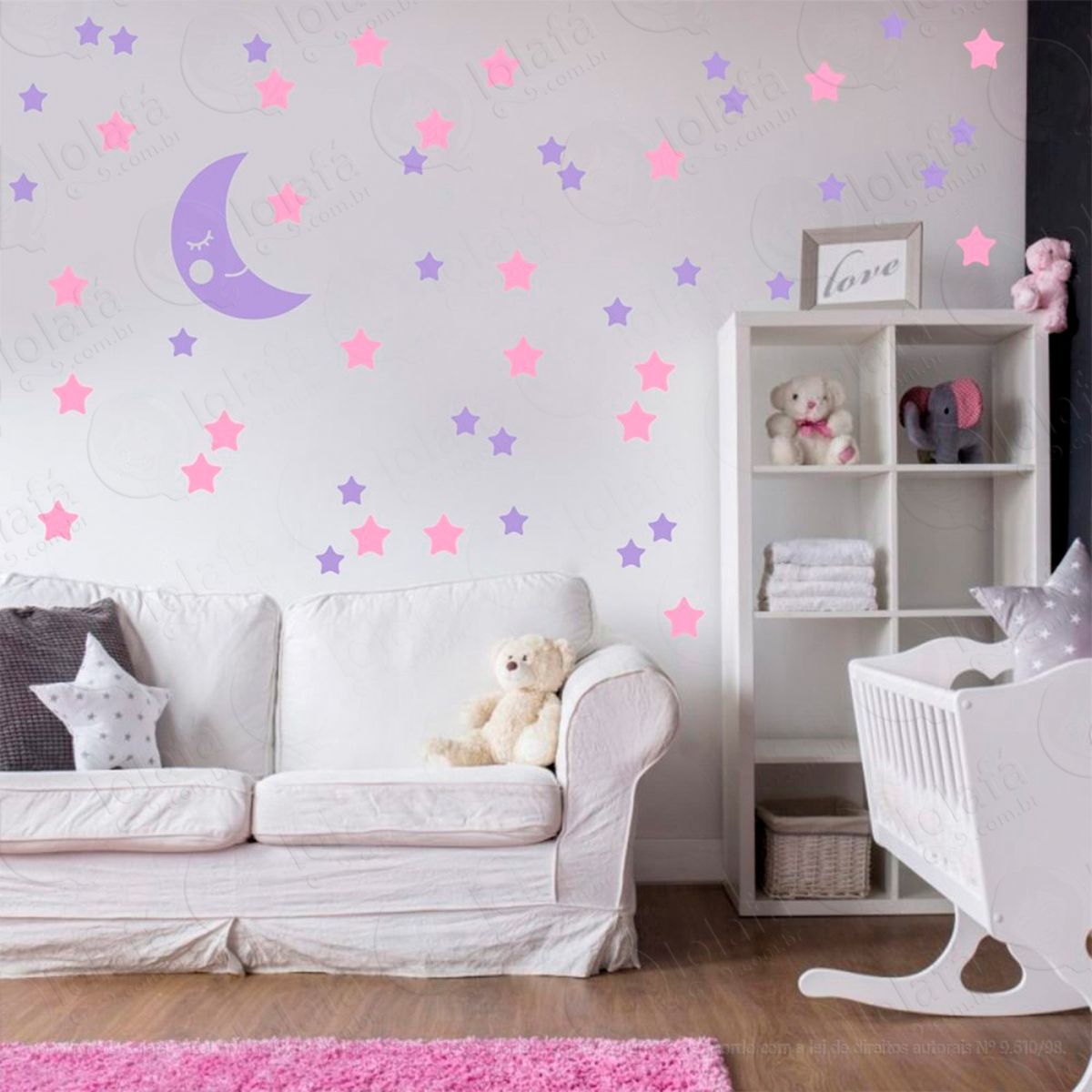 adesivos lua e estrelas 53 peças adesivos para quarto de bebê infantil mod:579