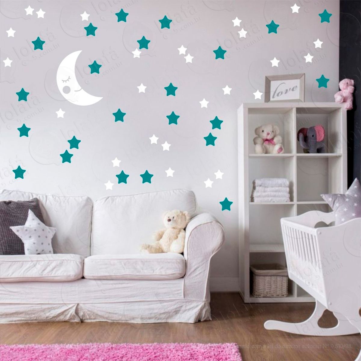 lua e estrelas adesivos para quarto de bebê mod:582
