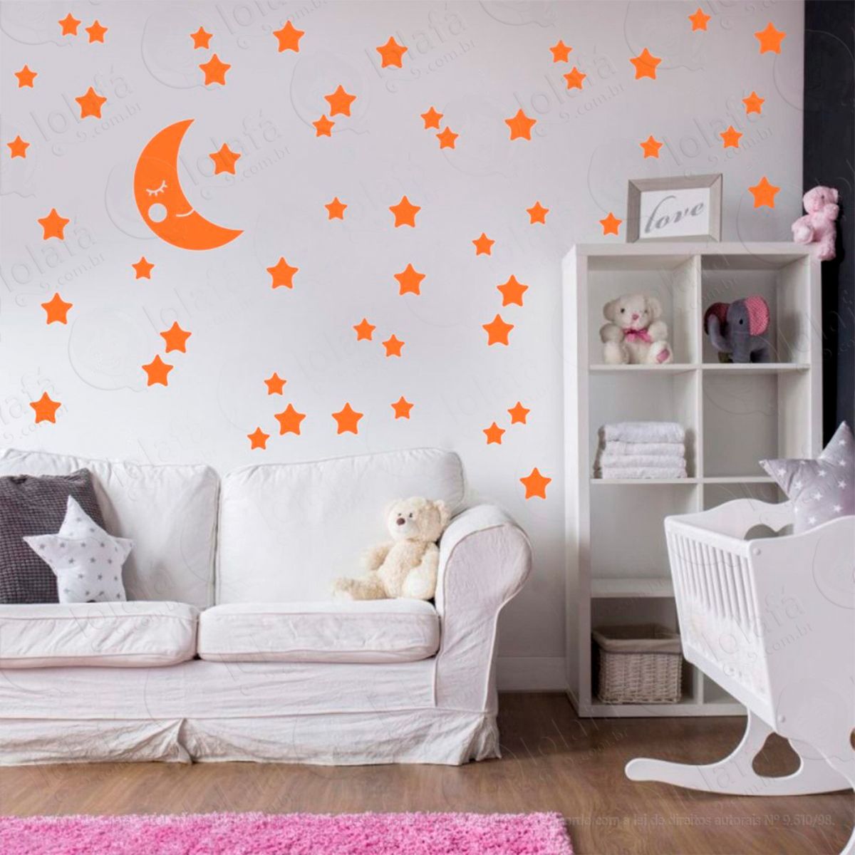 lua e estrelas adesivos para quarto de bebê mod:583